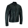 Men Slim Fit Vintage Genuine Sheep Leather Biker Jacket Black