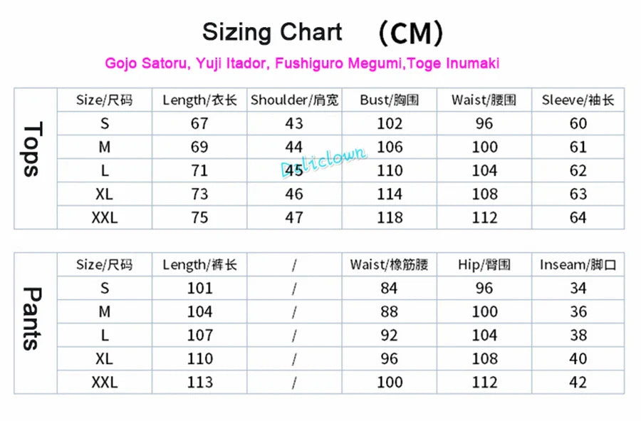 Gojo Satoru, Yuji Itadori, Nobara, Megumi & Sukuna Cosplay Costume JJK | Animeplaza