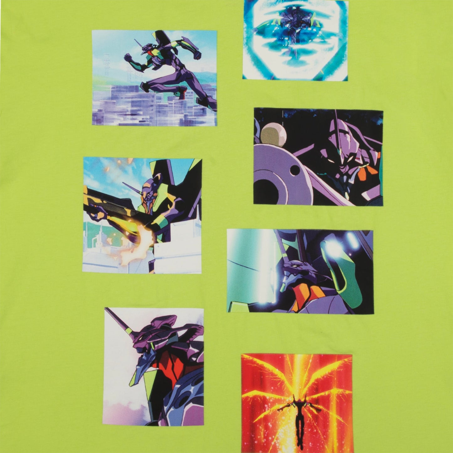 Eva Unit-01 Collage Lime Green Crew Neck Sweatshirt