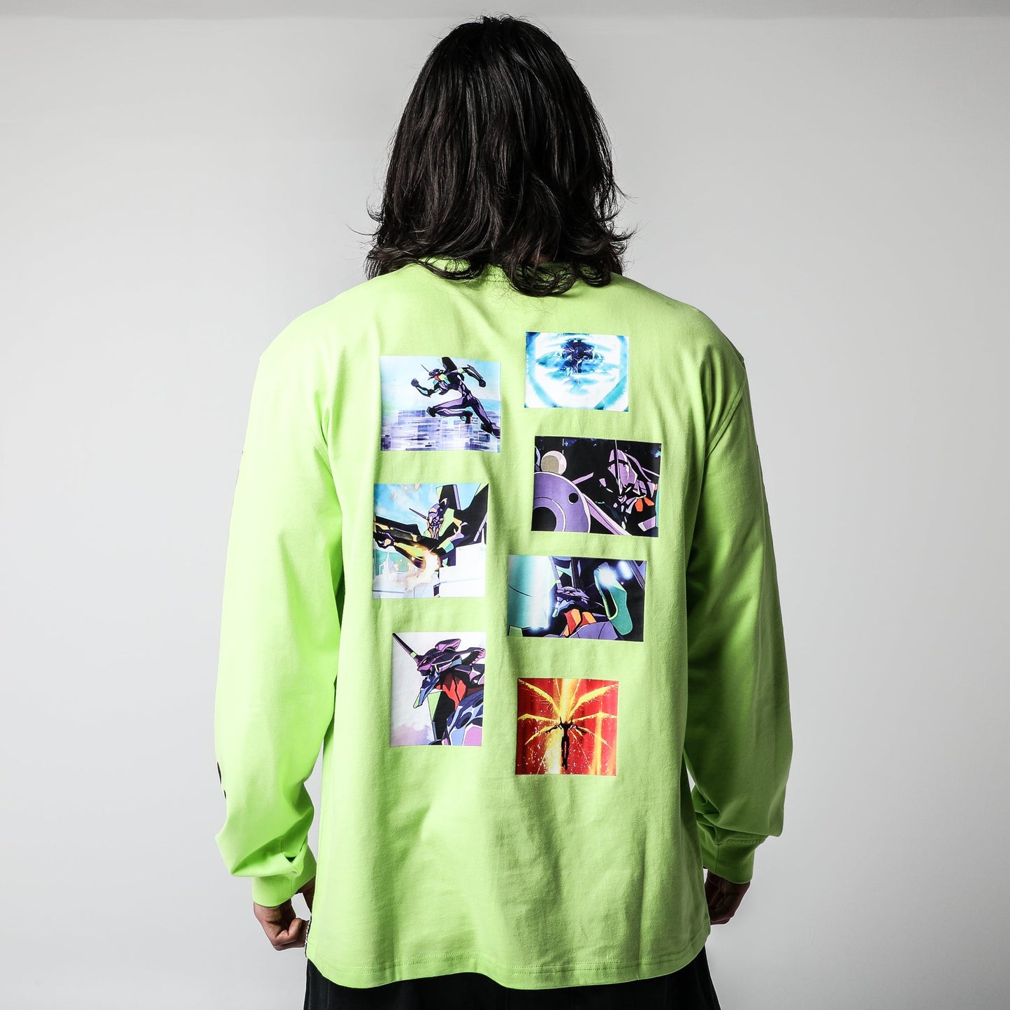 Eva Unit-01 Collage Lime Green Crew Neck Sweatshirt