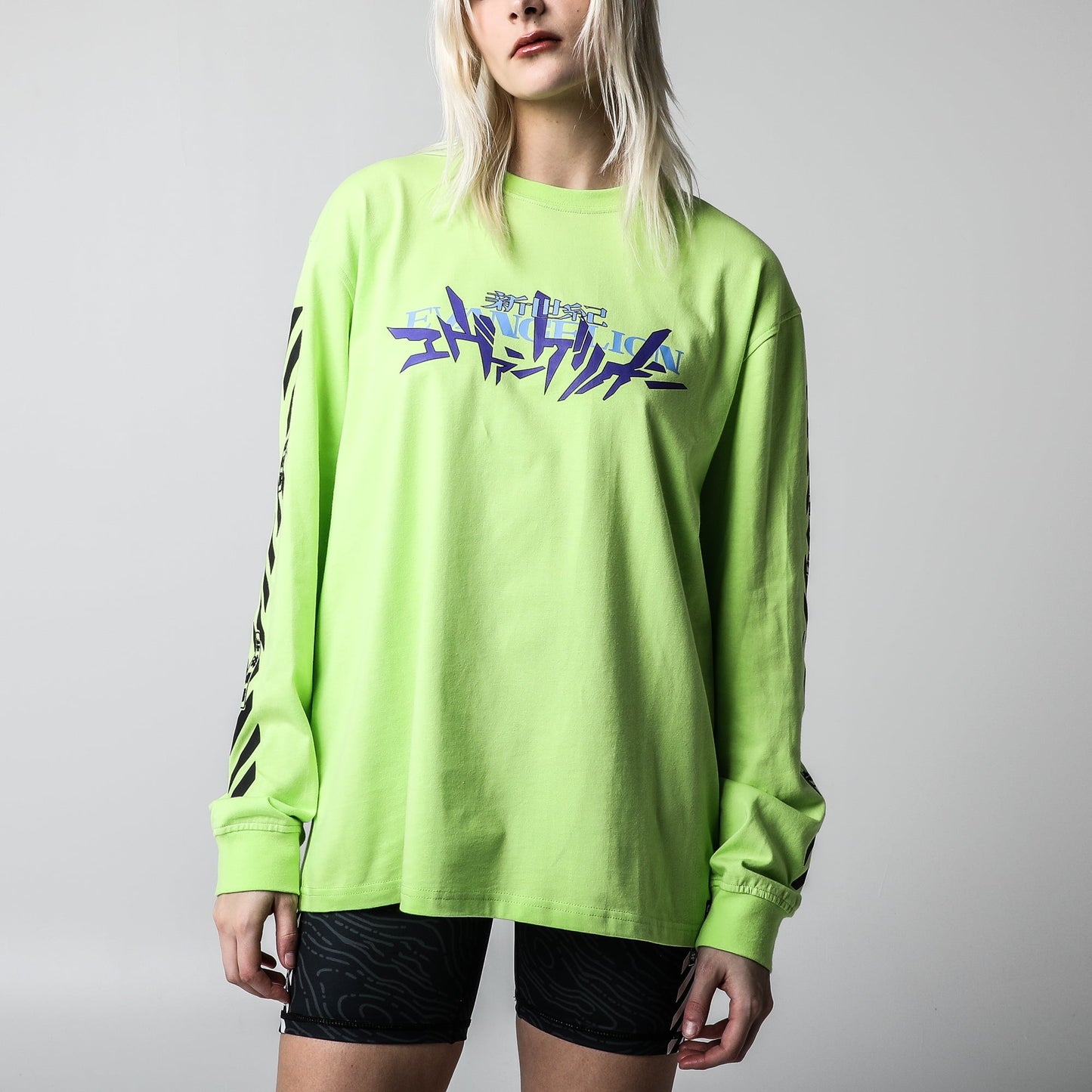 Eva Unit-01 Collage Lime Green Crew Neck Sweatshirt