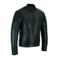 Men Slim Fit Vintage Genuine Sheep Leather Biker Jacket Black