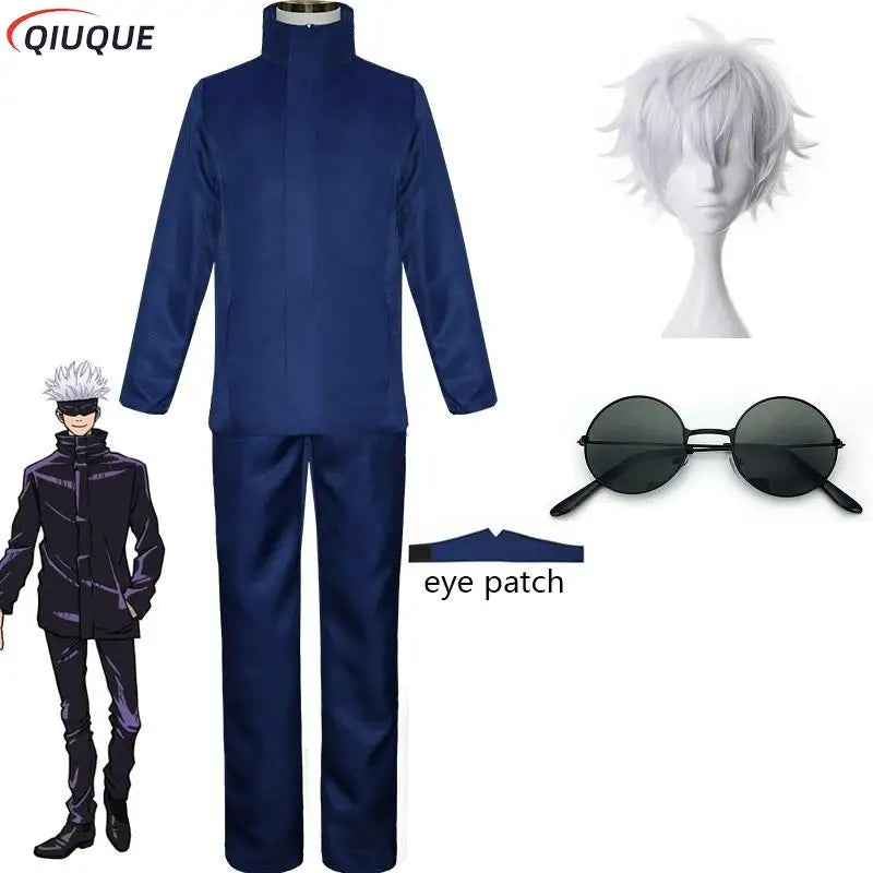 Blue Gojo Satoru Cosplay Costume with Eye Patch | Jujutsu Kaisen Anime | Animeplaza