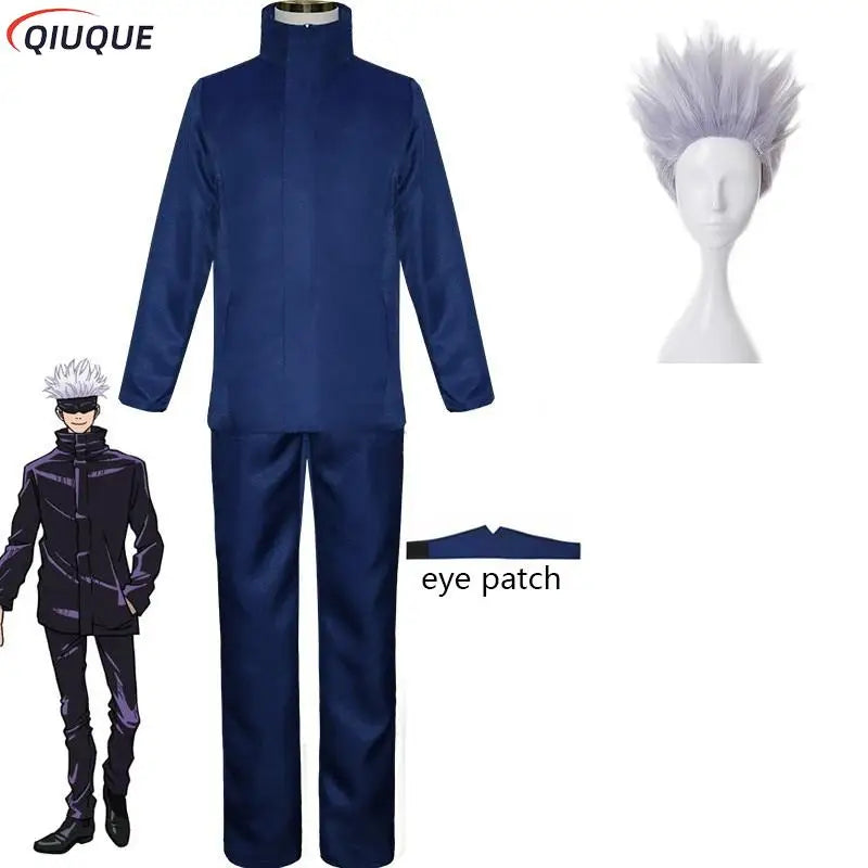 Blue Gojo Satoru Cosplay Costume with Eye Patch | Jujutsu Kaisen Anime | Animeplaza