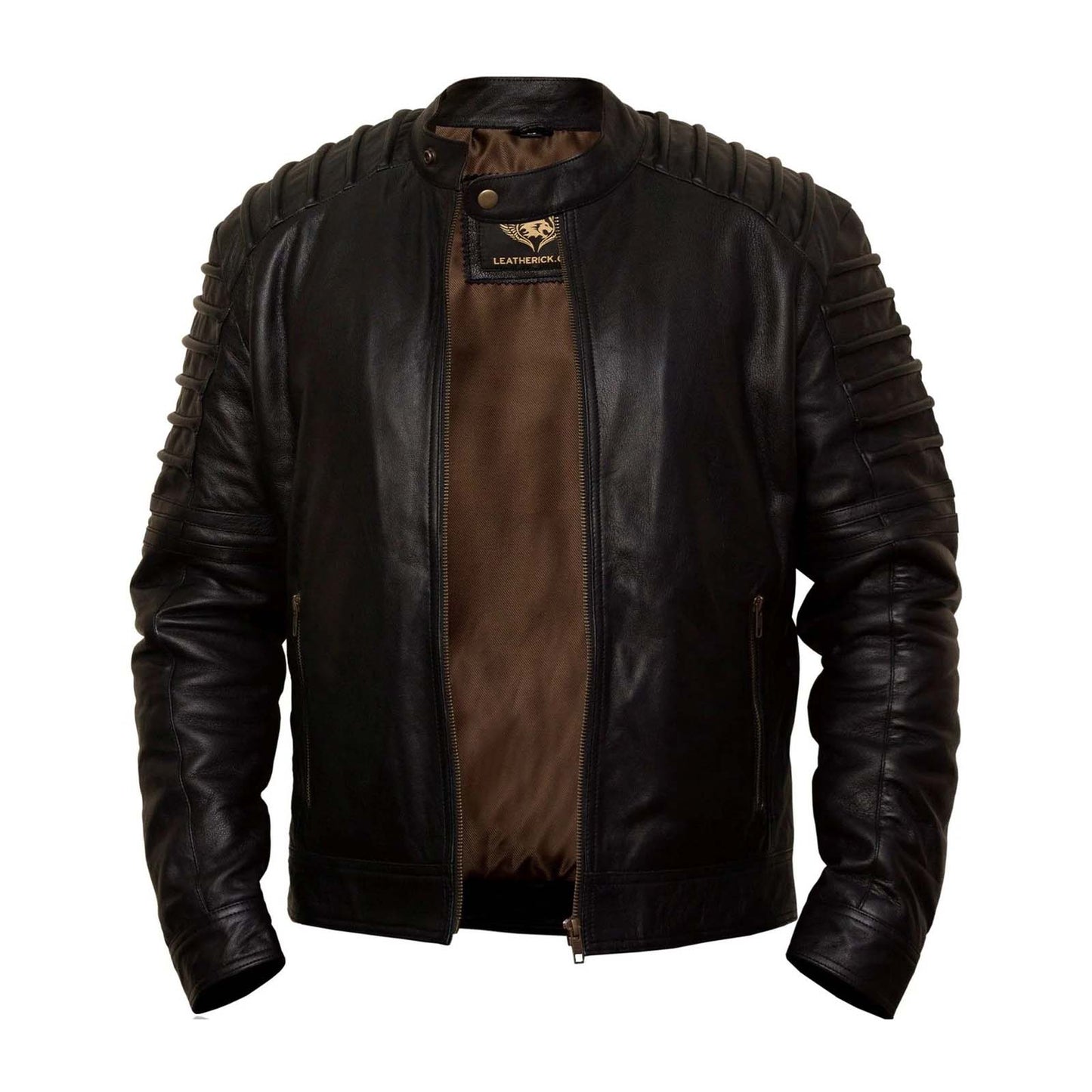 Men Black Designer Premium Sheep Slim Fit Biker Leather Jacket