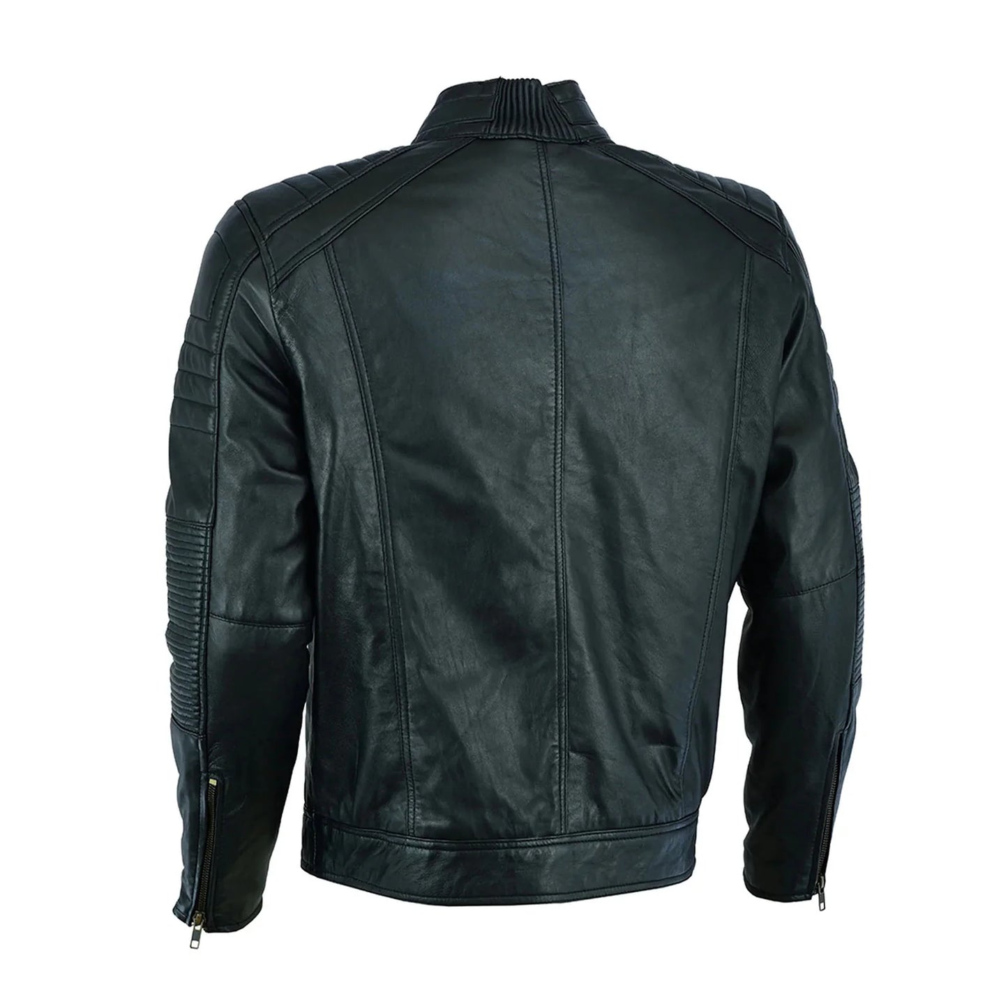 Men’s Genuine Lambskin Leather Slim Fit Motorcycle Biker Jacket